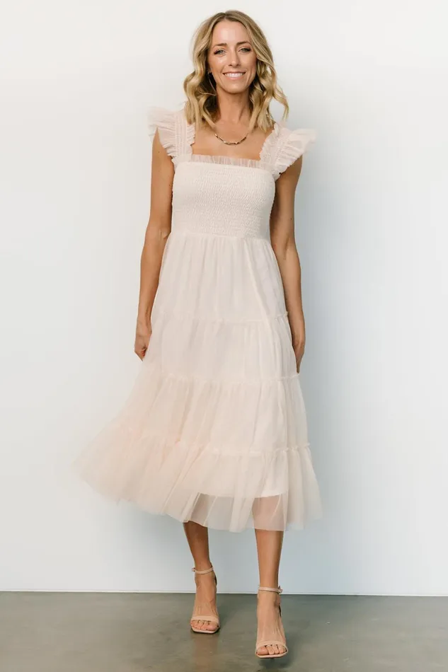 Baltic Born Tulle Styles Emma Smocked Tulle Dress Beige 8211 Women