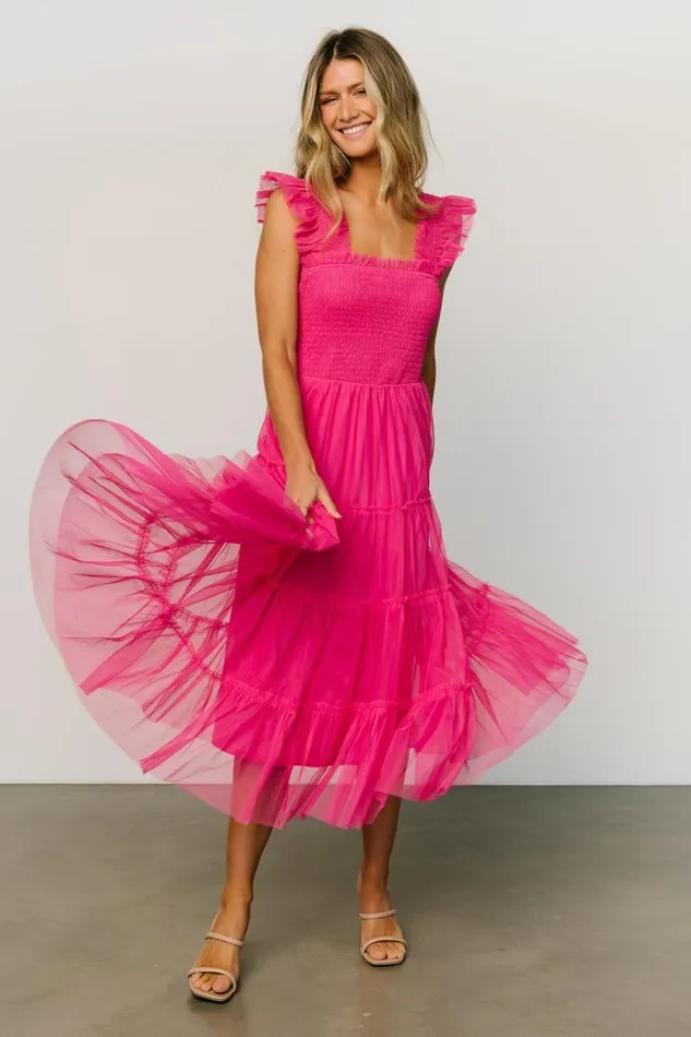 Baltic Born Tulle Styles Emma Smocked Tulle Dress Hot Pink 8211 Women Baltic Born Tulle Styles Emma Smocked Tulle Dress Hot Pink 8211 Women