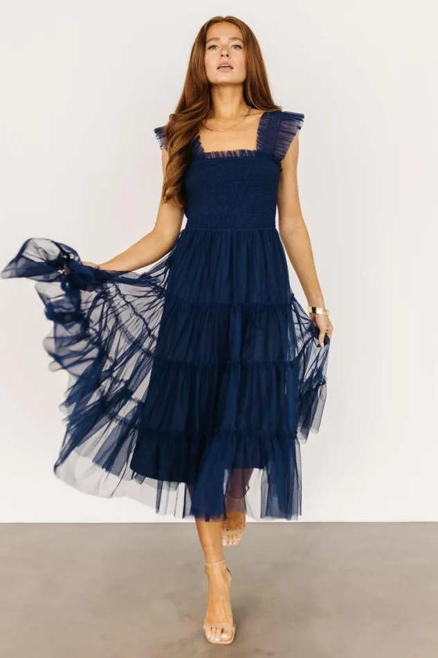 Baltic Born Tulle Styles Emma Smocked Tulle Dress Navy 8211 Women Baltic Born Tulle Styles Emma Smocked Tulle Dress Navy 8211 Women