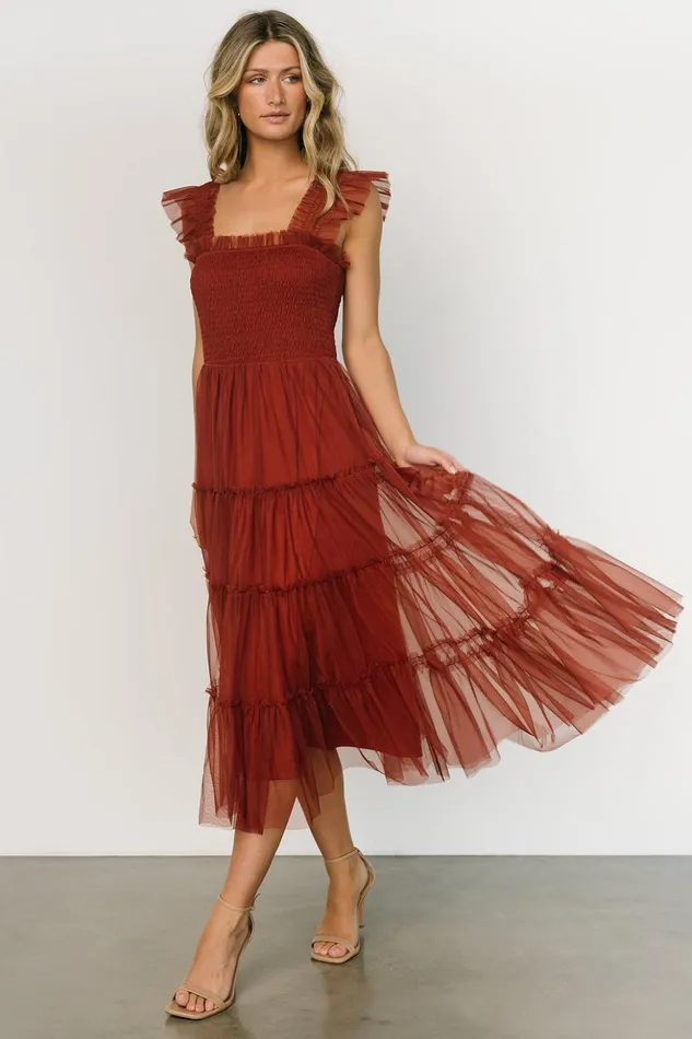 Baltic Born Tulle Styles Emma Smocked Tulle Dress Oxblood 8211 Women Baltic Born Tulle Styles Emma Smocked Tulle Dress Oxblood 8211 Women