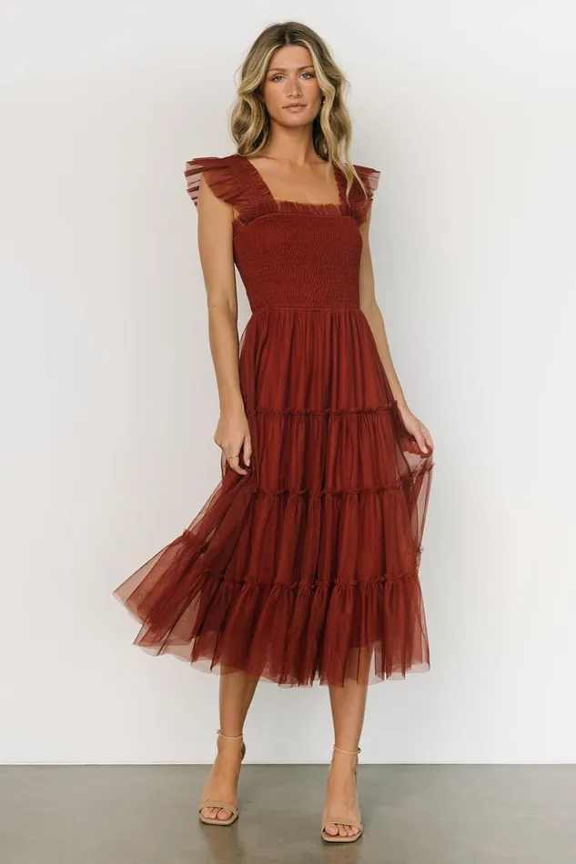 Baltic Born Tulle Styles Emma Smocked Tulle Dress Oxblood 8211 Women Baltic Born Tulle Styles Emma Smocked Tulle Dress Oxblood 8211 Women