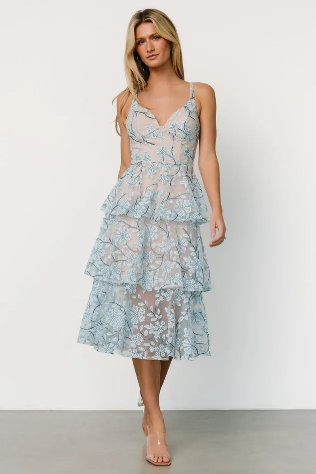 Baltic Born Tulle Styles Giavanna Tiered Midi Dress Dusty Blue 8211 Women Baltic Born Tulle Styles Giavanna Tiered Midi Dress Dusty Blue 8211 Women
