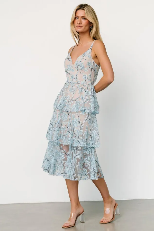 Baltic Born Tulle Styles Giavanna Tiered Midi Dress Dusty Blue 8211 Women Baltic Born Tulle Styles Giavanna Tiered Midi Dress Dusty Blue 8211 Women