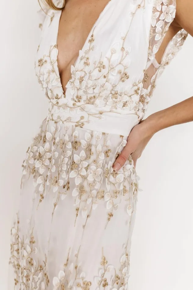 Baltic Born Tulle Styles Jasmine Embossed Maxi Dress White Gold 8211 Women Baltic Born Tulle Styles Jasmine Embossed Maxi Dress White Gold 8211 Women
