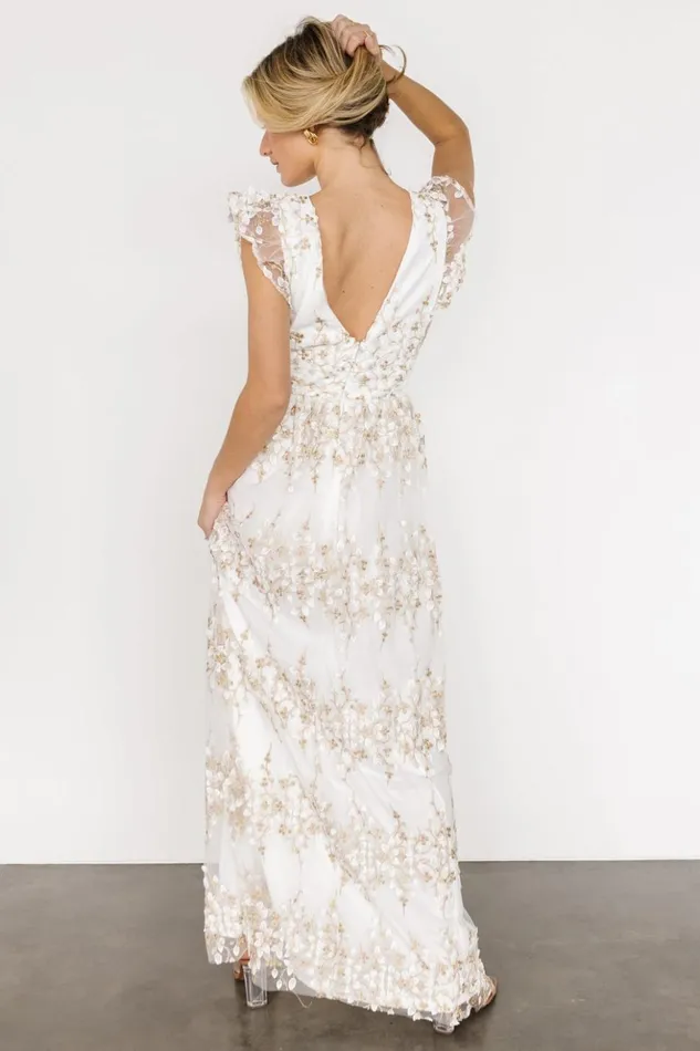 Baltic Born Tulle Styles Jasmine Embossed Maxi Dress White Gold 8211 Women Baltic Born Tulle Styles Jasmine Embossed Maxi Dress White Gold 8211 Women