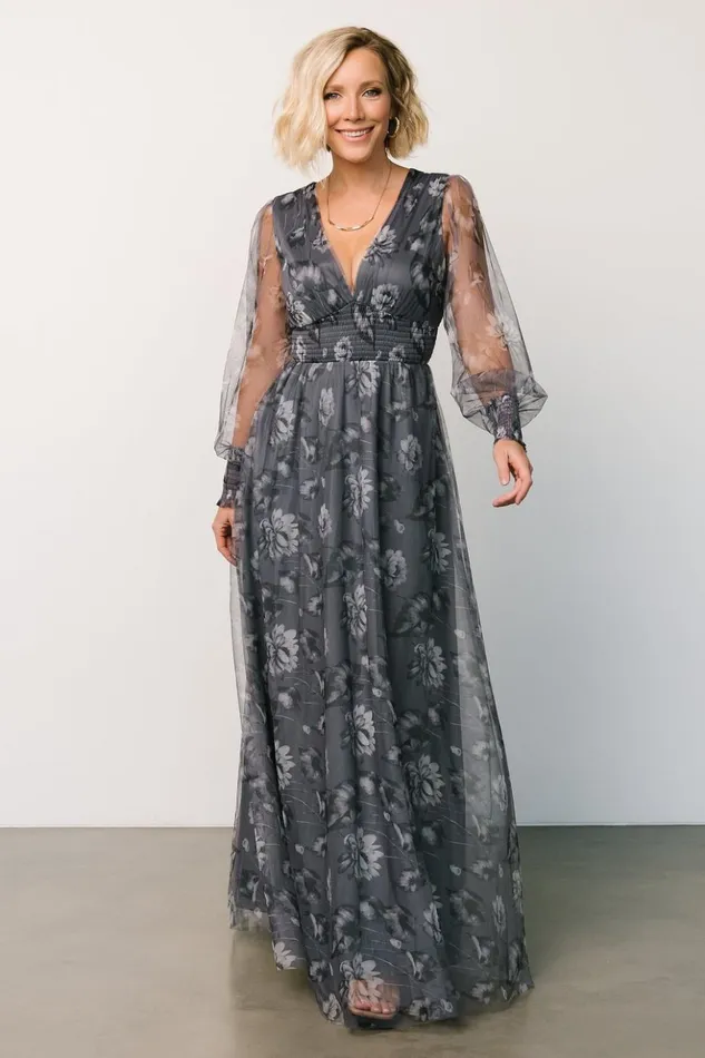 Baltic Born Tulle Styles Layla Tulle Maxi Dress Slate Floral 8211 Women