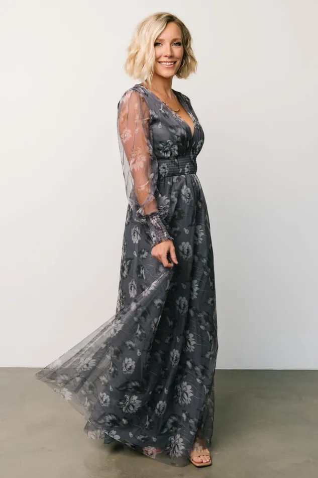 Baltic Born Tulle Styles Layla Tulle Maxi Dress Slate Floral 8211 Women Baltic Born Tulle Styles Layla Tulle Maxi Dress Slate Floral 8211 Women