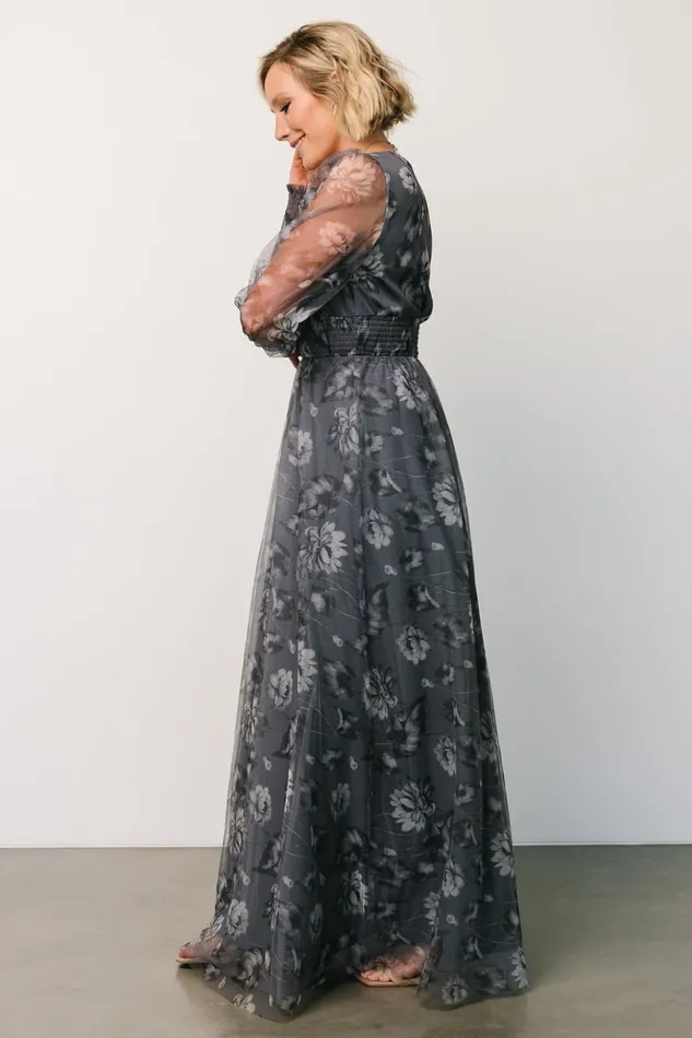 Baltic Born Tulle Styles Layla Tulle Maxi Dress Slate Floral 8211 Women Baltic Born Tulle Styles Layla Tulle Maxi Dress Slate Floral 8211 Women