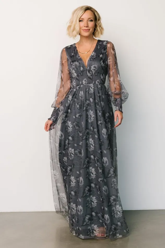 Baltic Born Tulle Styles Layla Tulle Maxi Dress Slate Floral 8211 Women Baltic Born Tulle Styles Layla Tulle Maxi Dress Slate Floral 8211 Women