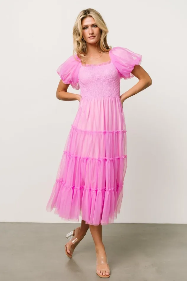 Baltic Born Tulle Styles Liv Tulle Midi Dress Pink 8211 Women