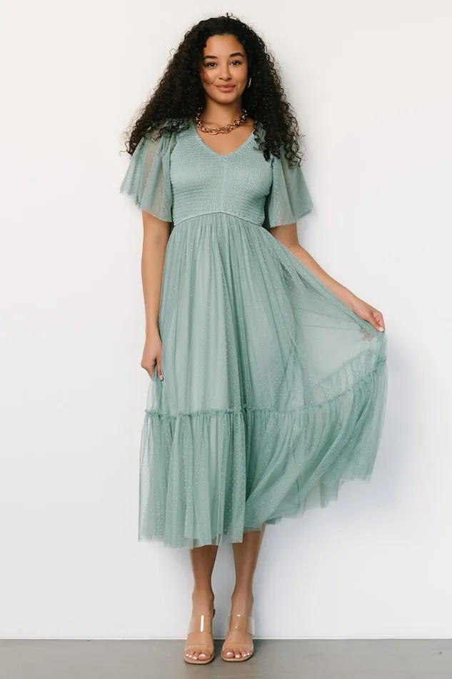 Baltic Born Tulle Styles Martha Smocked Tulle Dress Eucalyptus 8211 Women