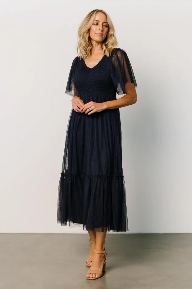 Baltic Born Tulle Styles Martha Smocked Tulle Dress Navy 8211 Women Baltic Born Tulle Styles Martha Smocked Tulle Dress Navy 8211 Women