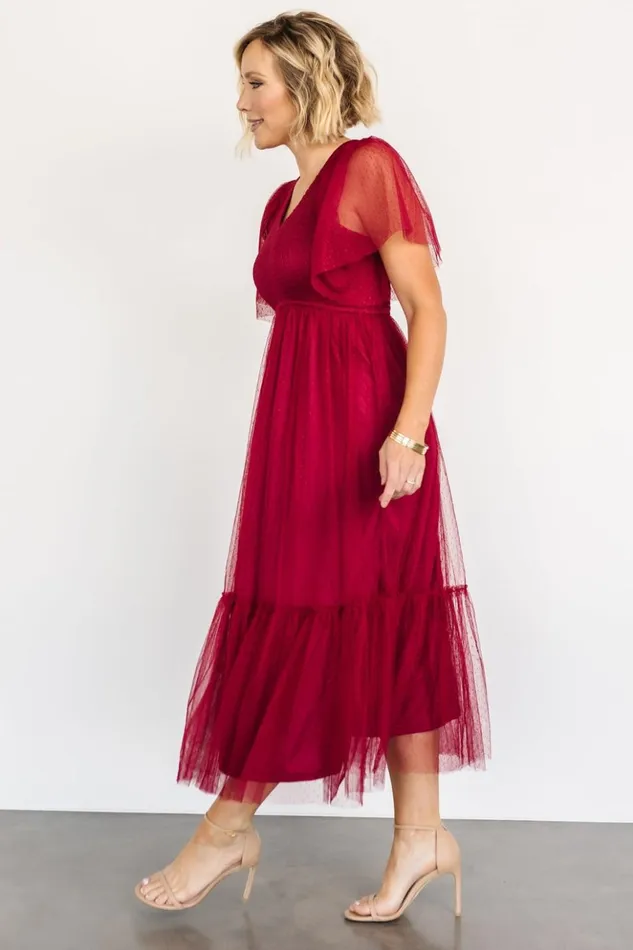Baltic Born Tulle Styles Martha Smocked Tulle Dress Wine 8211 Women Baltic Born Tulle Styles Martha Smocked Tulle Dress Wine 8211 Women