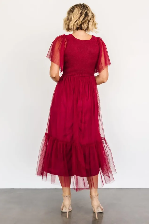 Baltic Born Tulle Styles Martha Smocked Tulle Dress Wine 8211 Women Baltic Born Tulle Styles Martha Smocked Tulle Dress Wine 8211 Women