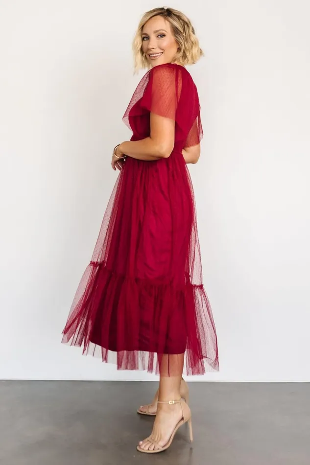 Baltic Born Tulle Styles Martha Smocked Tulle Dress Wine 8211 Women Baltic Born Tulle Styles Martha Smocked Tulle Dress Wine 8211 Women
