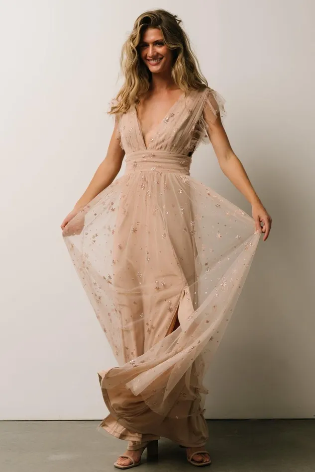 Baltic Born Tulle Styles Nova Shimmer Maxi Dress Natural Blush 8211 Women Baltic Born Tulle Styles Nova Shimmer Maxi Dress Natural Blush 8211 Women