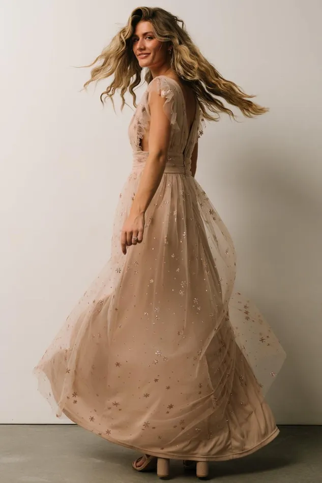 Baltic Born Tulle Styles Nova Shimmer Maxi Dress Natural Blush 8211 Women Baltic Born Tulle Styles Nova Shimmer Maxi Dress Natural Blush 8211 Women