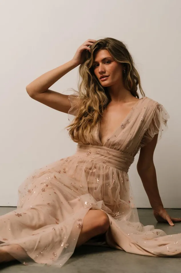 Baltic Born Tulle Styles Nova Shimmer Maxi Dress Natural Blush 8211 Women Baltic Born Tulle Styles Nova Shimmer Maxi Dress Natural Blush 8211 Women