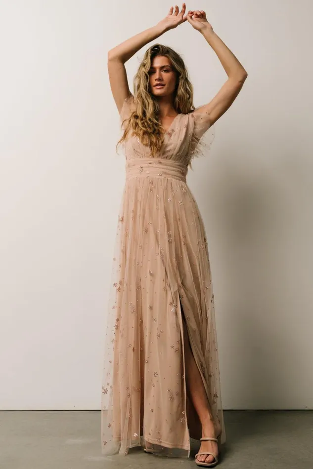 Baltic Born Tulle Styles Nova Shimmer Maxi Dress Natural Blush 8211 Women Baltic Born Tulle Styles Nova Shimmer Maxi Dress Natural Blush 8211 Women
