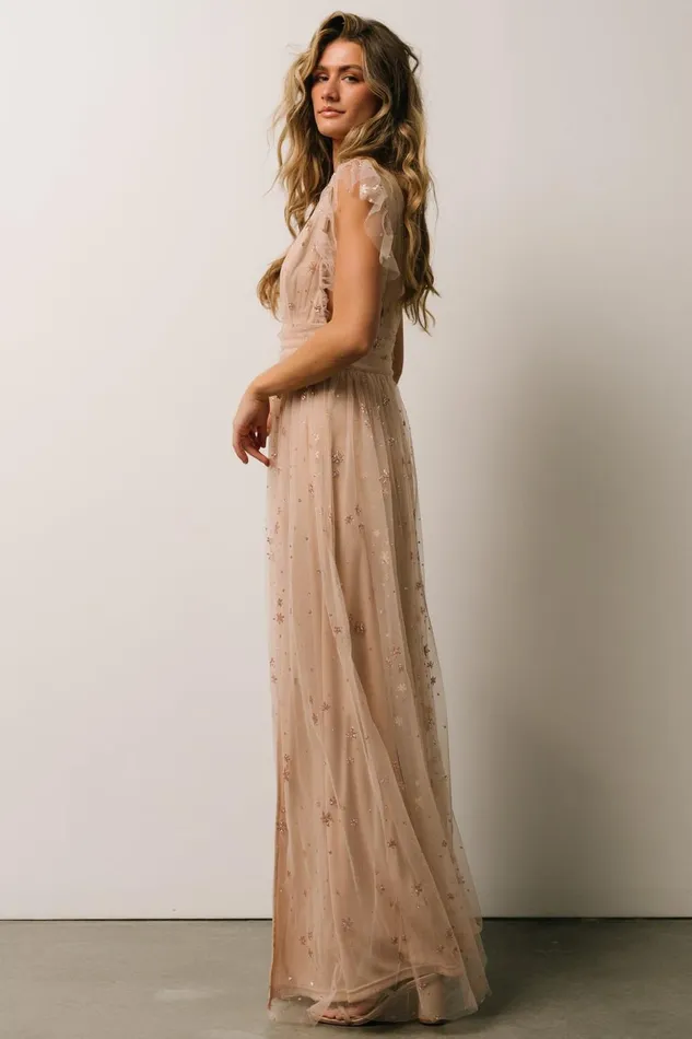 Baltic Born Tulle Styles Nova Shimmer Maxi Dress Natural Blush 8211 Women Baltic Born Tulle Styles Nova Shimmer Maxi Dress Natural Blush 8211 Women
