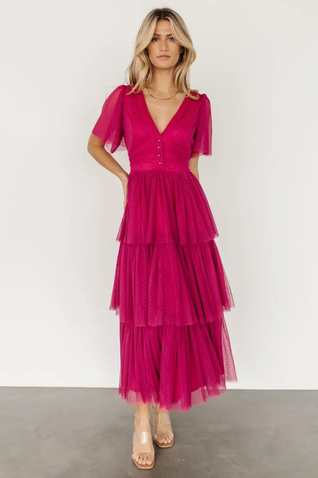 Baltic Born Tulle Styles Starlet Tiered Maxi Dress Magenta Berry 8211 Women Baltic Born Tulle Styles Starlet Tiered Maxi Dress Magenta Berry 8211 Women