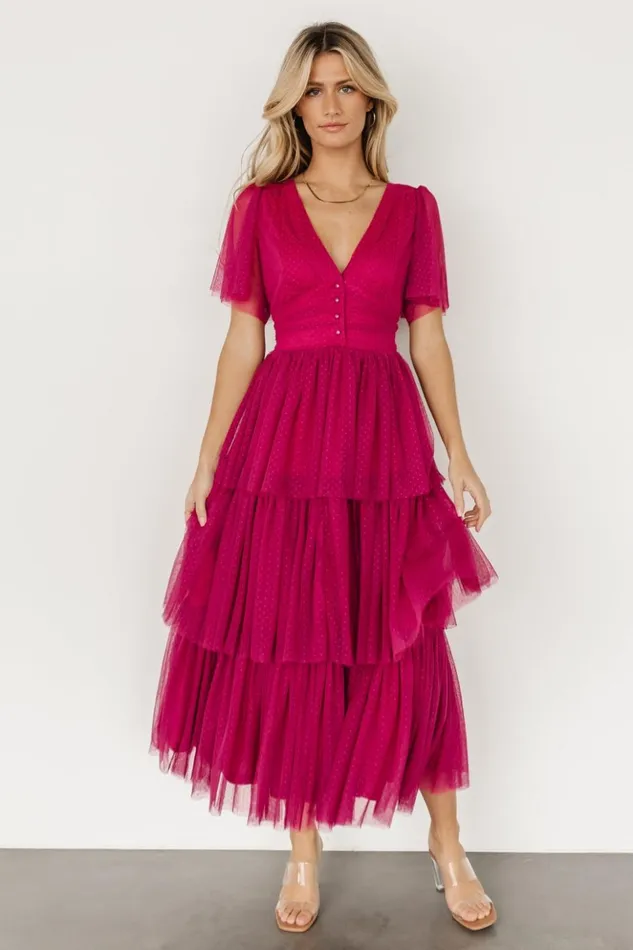 Baltic Born Tulle Styles Starlet Tiered Maxi Dress Magenta Berry 8211 Women Baltic Born Tulle Styles Starlet Tiered Maxi Dress Magenta Berry 8211 Women