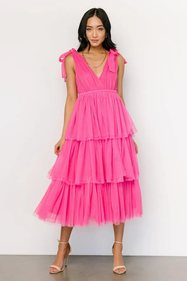 Baltic Born Tulle Styles Tessa Tiered Tulle Tank Dress Hot Pink 8211 Women