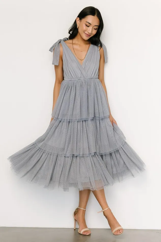 Baltic Born Tulle Styles Tessa Tiered Tulle Tank Dress Slate Blue 8211 Women Baltic Born Tulle Styles Tessa Tiered Tulle Tank Dress Slate Blue 8211 Women