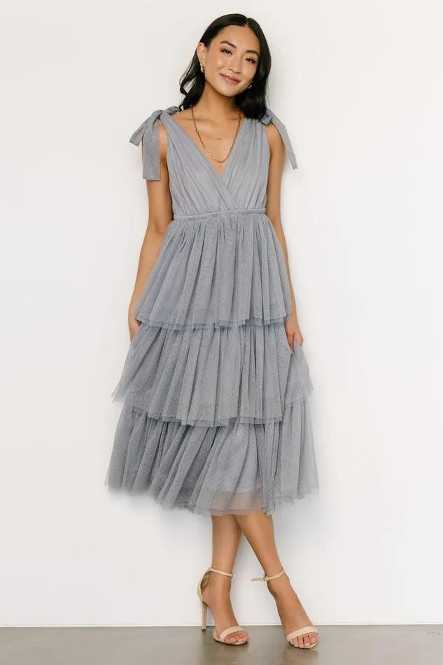 Baltic Born Tulle Styles Tessa Tiered Tulle Tank Dress Slate Blue 8211 Women Baltic Born Tulle Styles Tessa Tiered Tulle Tank Dress Slate Blue 8211 Women