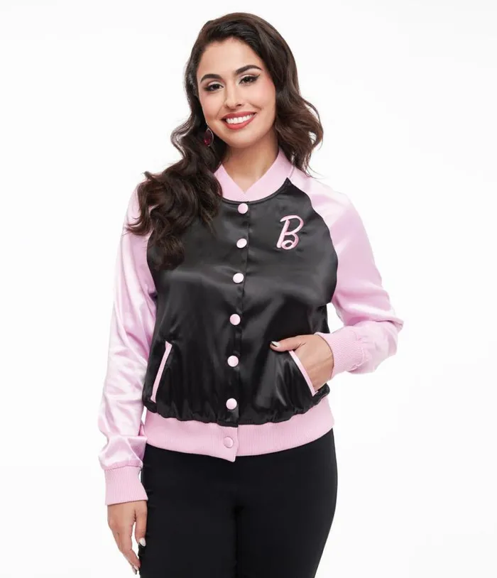 Barbie X Pink and Black OG Barbie Long Sleeve Bomber Jacket Clothing Unique Vintage Coats and Jackets Barbie X Pink and Black OG Barbie Long Sleeve Bomber Jacket Clothing Unique Vintage Coats and Jackets
