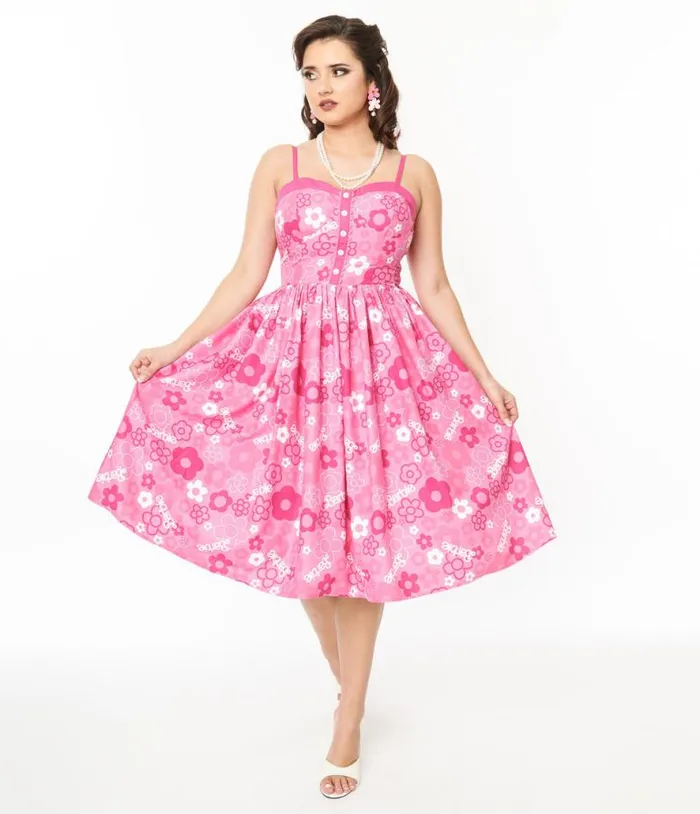 Barbie X Pink Barbie Print Swing Dress Dresses Unique Vintage Swing