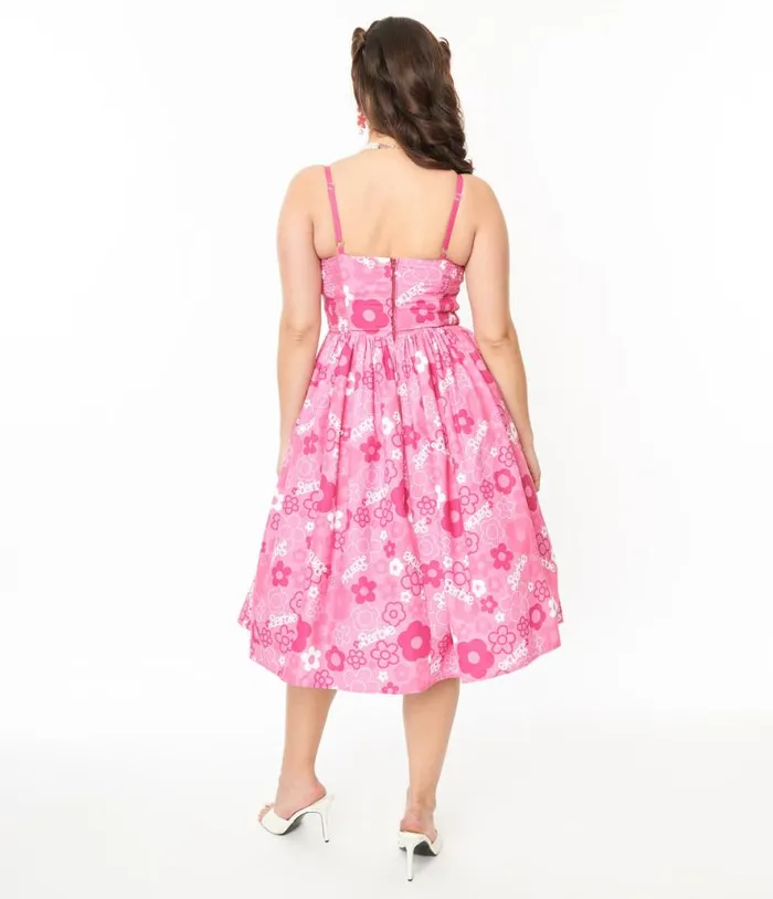 Barbie X Pink Barbie Print Swing Dress Dresses Unique Vintage Swing