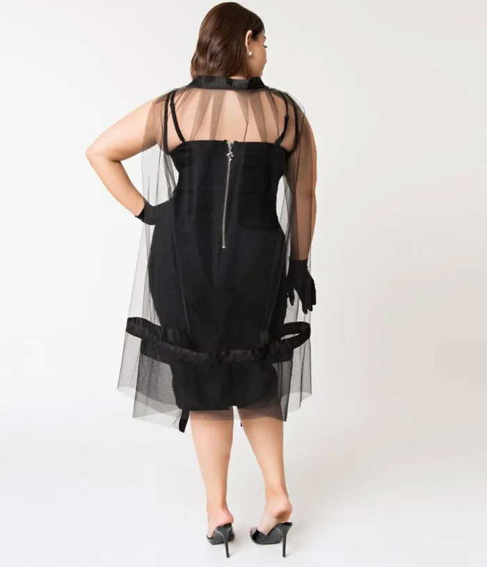 Barbie X Plus Size Black Magic Sheath Dress and Cape Set Dresses Unique Vintage Pencil