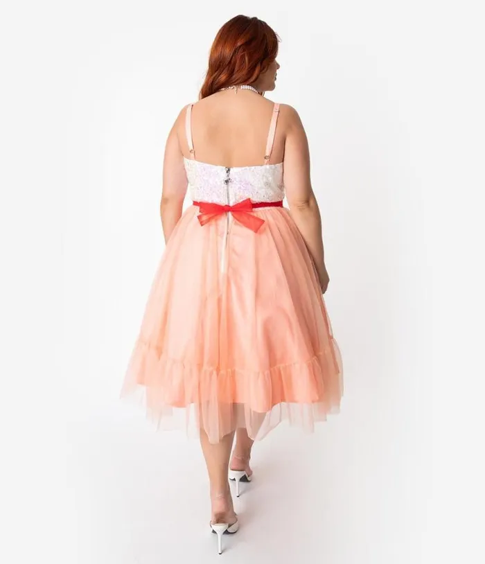 Barbie X Plus Size Peaches N Cream Chiffon Dress DressesPlus Unique Vintage Swing