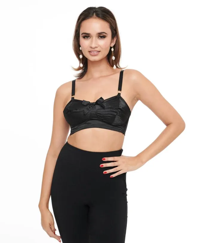 Bettie Page Black Spiral Stitch Bullet Bra Accessories Unique Vintage Lingerie and Shapewear