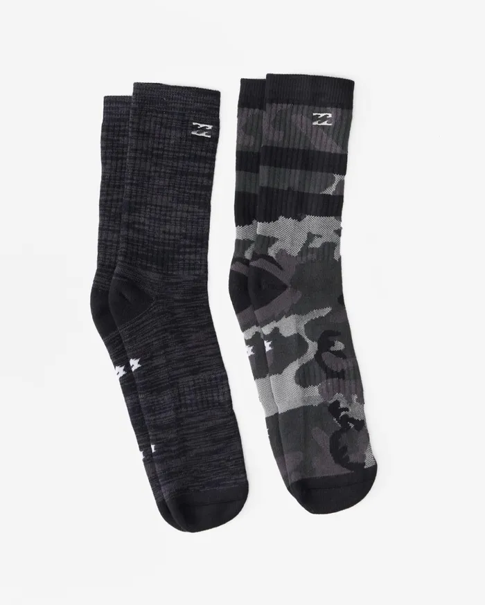 Billabong 2Pack Camo Crew Socks Black Men Socks