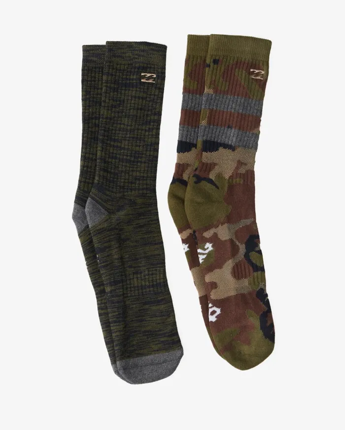 Billabong 2Pack Camo Crew Socks Green Men Socks