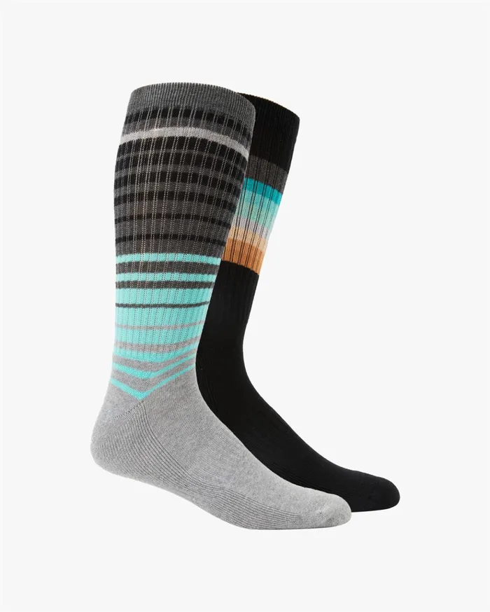 Billabong 2 Pack Faded Stripe Crew Socks Black Men Socks