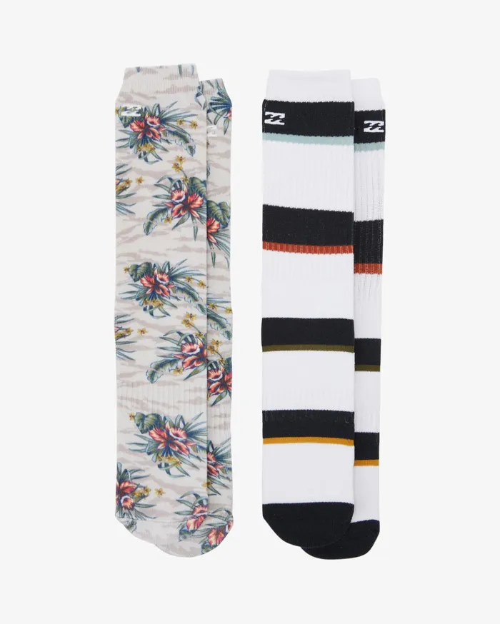 Billabong 2 Pack Jungle Crew Socks Multi Men Socks Billabong 2 Pack Jungle Crew Socks Multi Men Socks