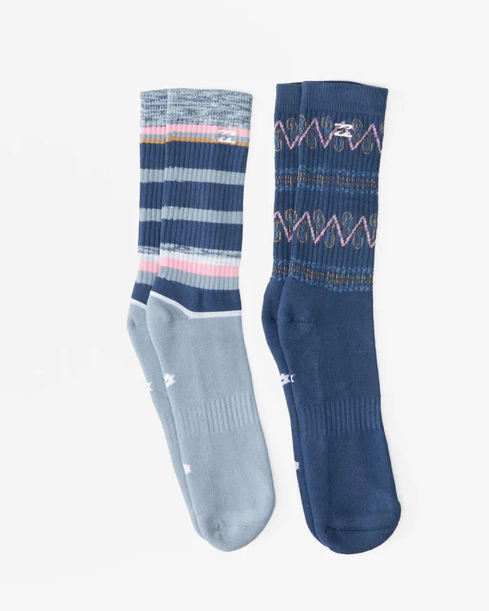 Billabong 2Pack Paisley Crew Socks Navy Men Socks