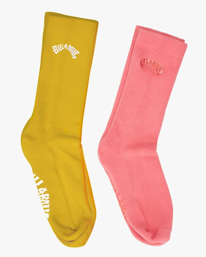 Billabong 2Pack Sport Crew Socks Gold Women Socks