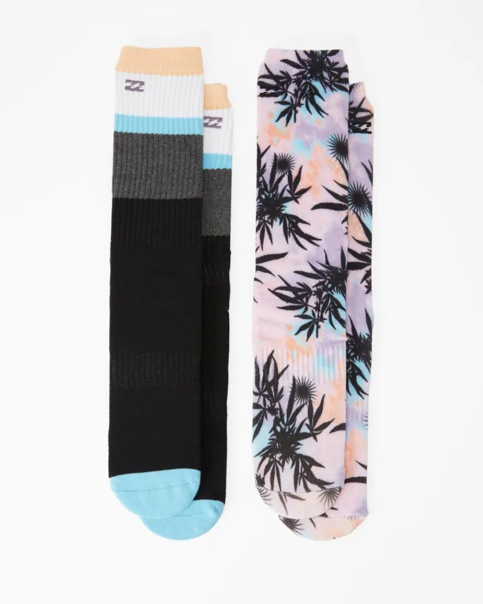 Billabong 2 Pack TieDye Crew Socks Multi Men Socks