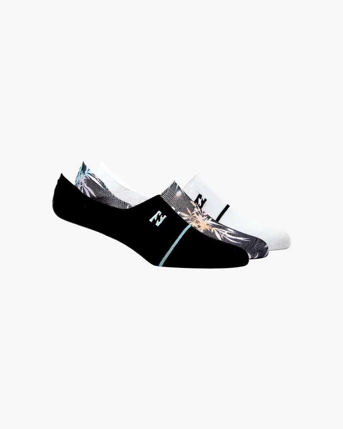 Billabong 3 Pack Multi Dye NoShow Socks Black Men Socks