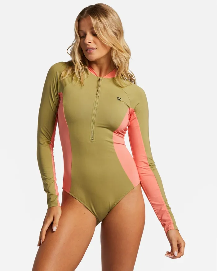 Billabong ADiv Biarritz Long Sleeve Swimsuit Cedar Women One Pieces