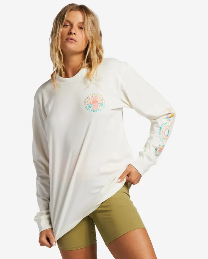 Billabong ADiv Long Sleeve TShirt Salt Crystal Women Graphic Tees and Tanks Billabong ADiv Long Sleeve TShirt Salt Crystal Women Graphic Tees and Tanks