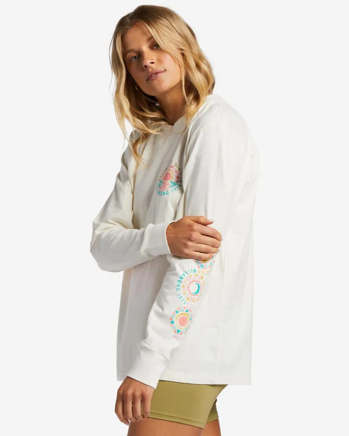Billabong ADiv Long Sleeve TShirt Salt Crystal Women Graphic Tees and Tanks Billabong ADiv Long Sleeve TShirt Salt Crystal Women Graphic Tees and Tanks
