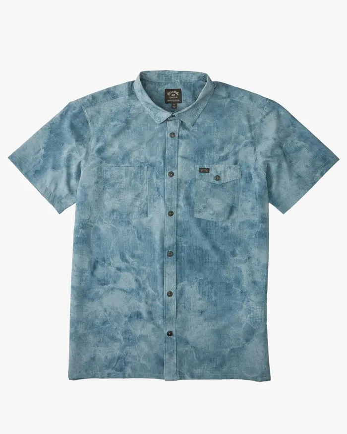 Billabong ADiv Surftrek Perf Short Sleeve Shirt Slate Blue Men Shirts Billabong ADiv Surftrek Perf Short Sleeve Shirt Slate Blue Men Shirts