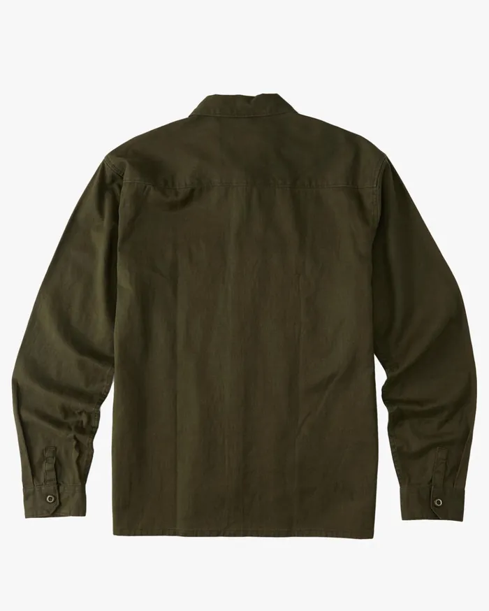 Billabong ADiv Westport Workwear Organic Long Sleeve Shirt Dark Olive Men Shirts Billabong ADiv Westport Workwear Organic Long Sleeve Shirt Dark Olive Men Shirts
