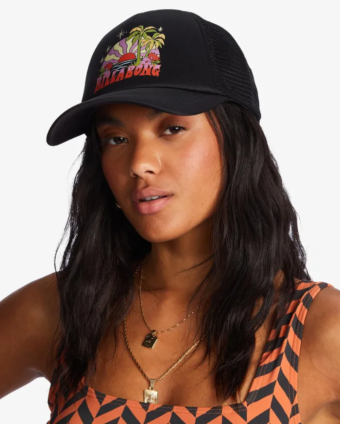Billabong Across Waves Trucker Hat Black Pebble Women Hats and Beanies