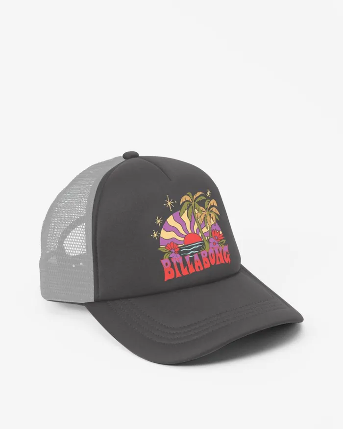 Billabong Across Waves Trucker Hat Black Pebble Women Hats and Beanies Billabong Across Waves Trucker Hat Black Pebble Women Hats and Beanies